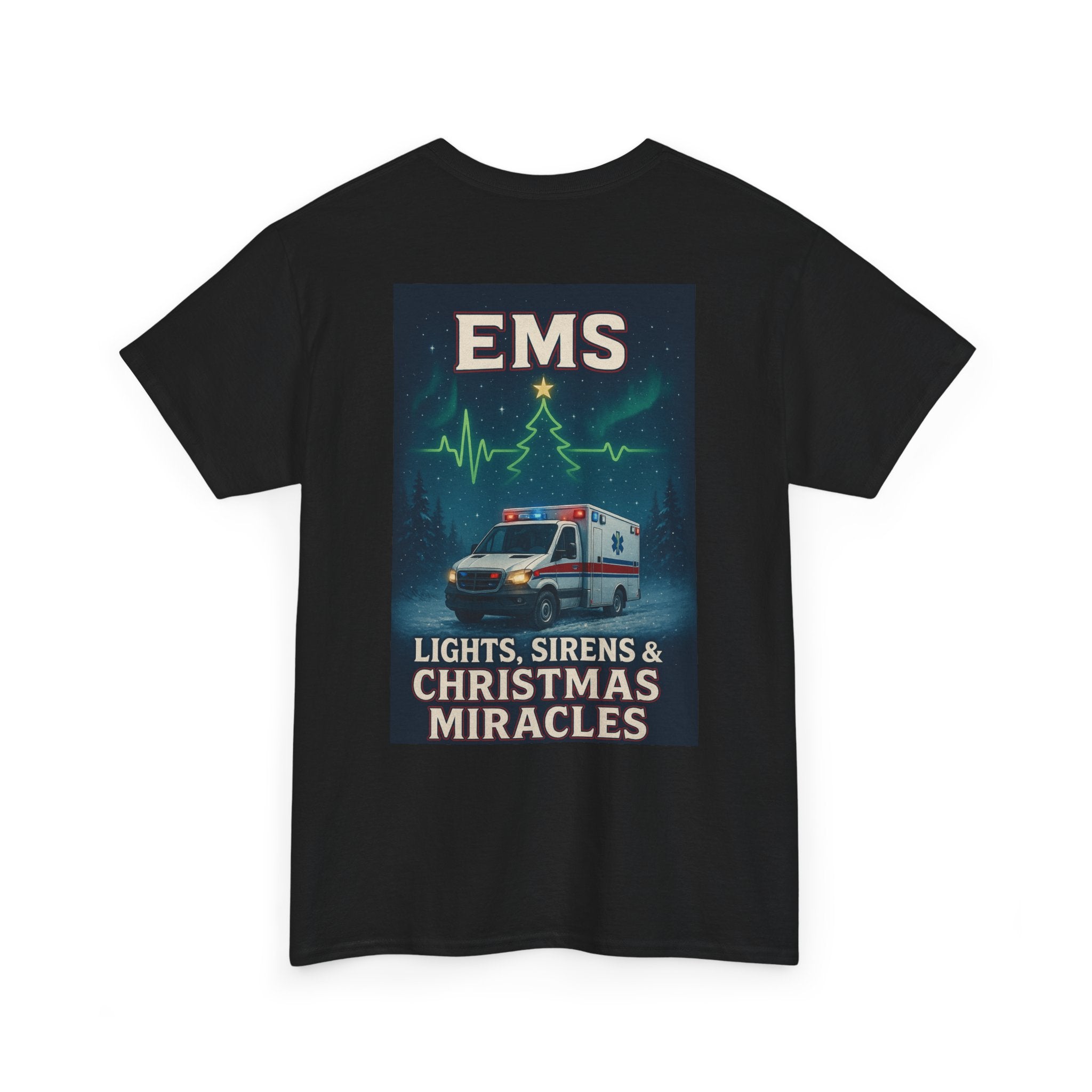 Christmas EMS Heavy Cotton Tee - Perfect Gift for Paramedics, First Responders, Holiday Cheer, Emergency Services, Festive Apparel