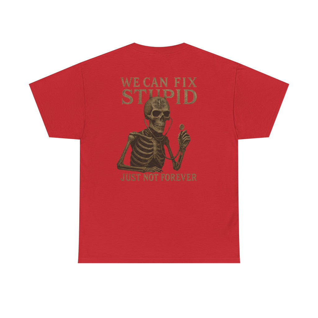 Humorous Skeleton EMS Dark humor T-Shirt, Quirky Graphic Tee, Funny Gift for Him/Her, Halloween Party Shirt, Unique Casual Wear