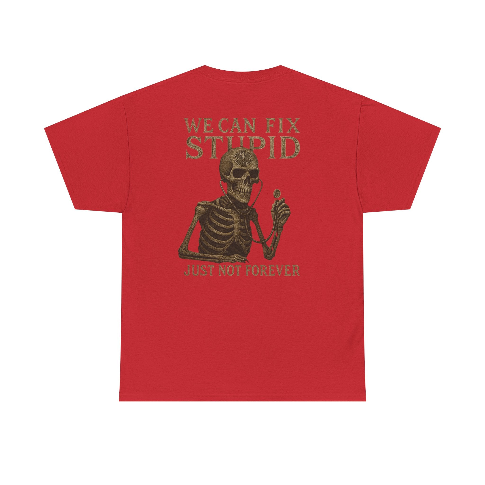 Humorous Skeleton EMS Dark humor T-Shirt, Quirky Graphic Tee, Funny Gift for Him/Her, Halloween Party Shirt, Unique Casual Wear