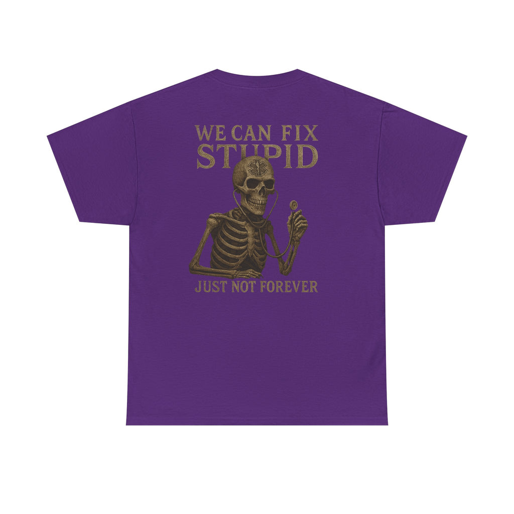 Humorous Skeleton EMS Dark humor T-Shirt, Quirky Graphic Tee, Funny Gift for Him/Her, Halloween Party Shirt, Unique Casual Wear