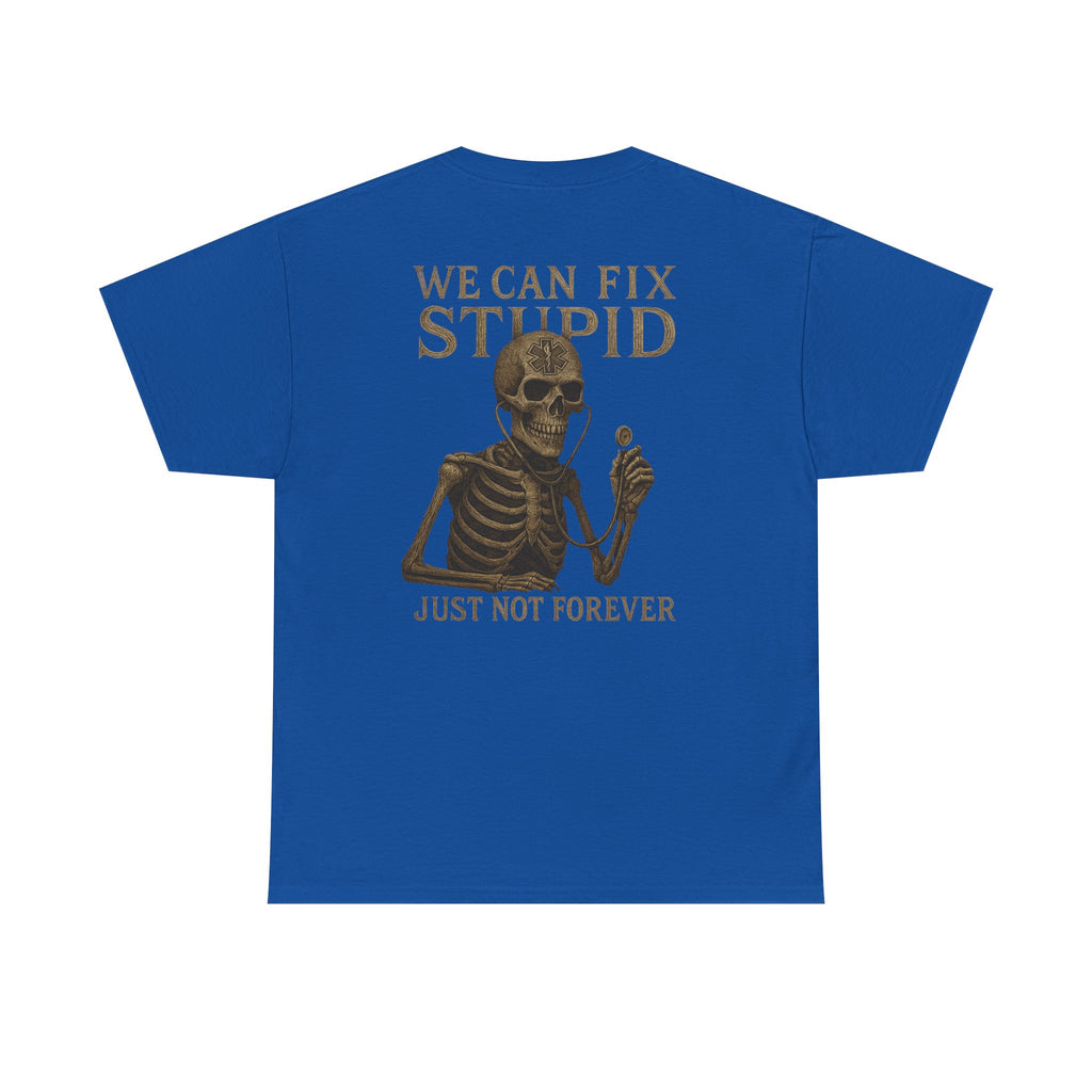 Humorous Skeleton EMS Dark humor T-Shirt, Quirky Graphic Tee, Funny Gift for Him/Her, Halloween Party Shirt, Unique Casual Wear