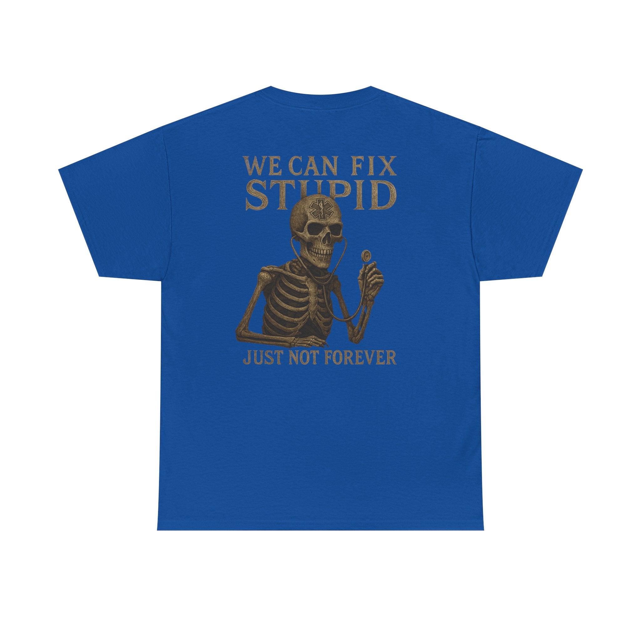 Humorous Skeleton EMS Dark humor T-Shirt, Quirky Graphic Tee, Funny Gift for Him/Her, Halloween Party Shirt, Unique Casual Wear
