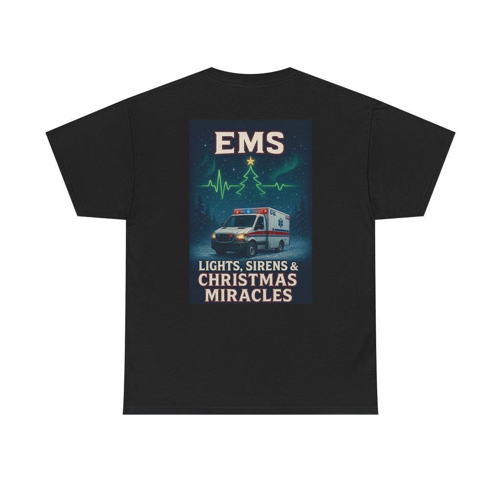 Christmas EMS Heavy Cotton Tee - Perfect Gift for Paramedics, First Responders, Holiday Cheer, Emergency Services, Festive Apparel