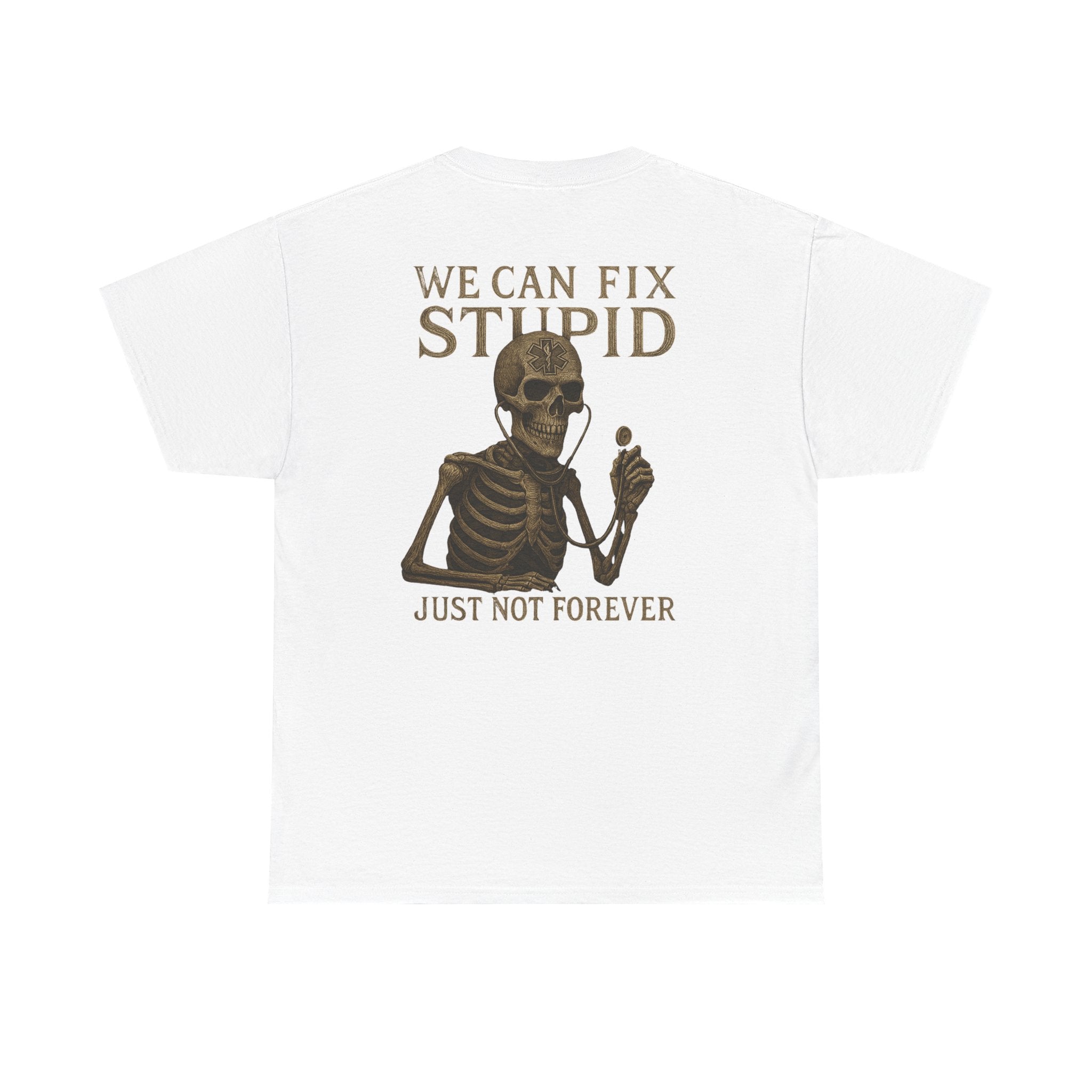 Humorous Skeleton EMS Dark humor T-Shirt, Quirky Graphic Tee, Funny Gift for Him/Her, Halloween Party Shirt, Unique Casual Wear
