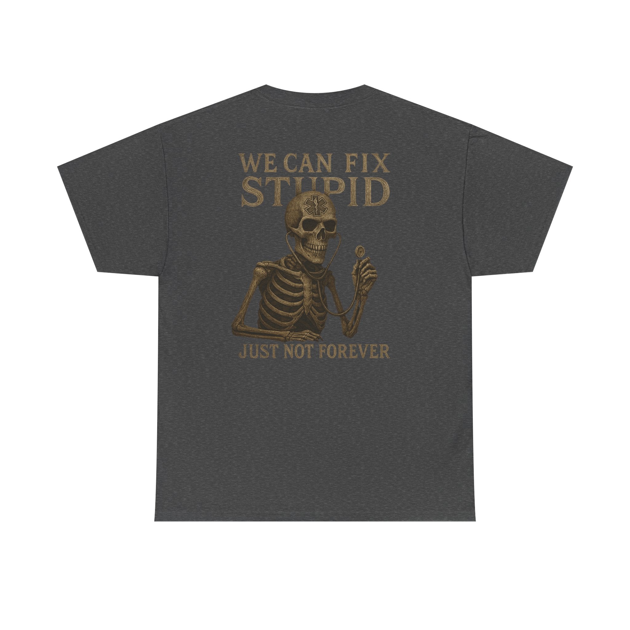 Humorous Skeleton EMS Dark humor T-Shirt, Quirky Graphic Tee, Funny Gift for Him/Her, Halloween Party Shirt, Unique Casual Wear