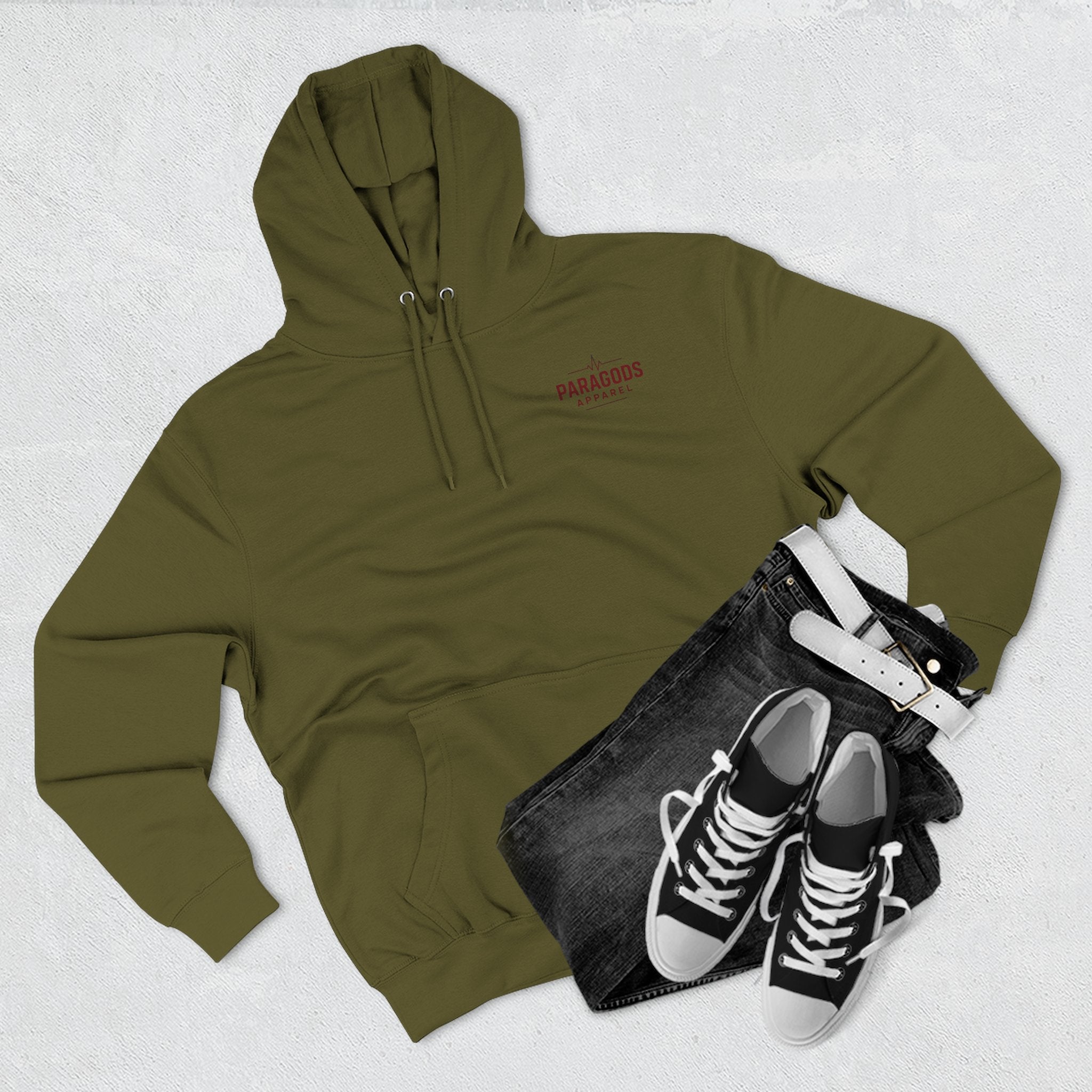 Three-Panel Fleece Hoodie - EMS-CAFFEINATE, DIB, REPEAT Design