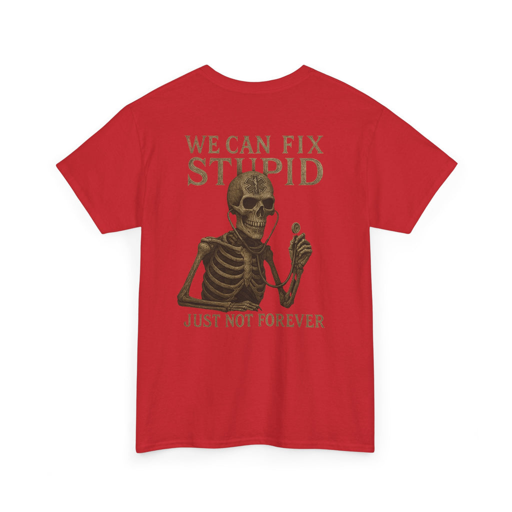 Humorous Skeleton EMS Dark humor T-Shirt, Quirky Graphic Tee, Funny Gift for Him/Her, Halloween Party Shirt, Unique Casual Wear
