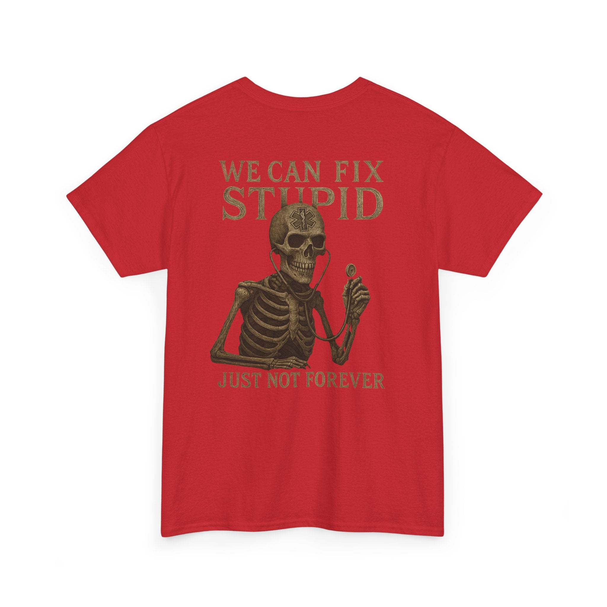 Humorous Skeleton EMS Dark humor T-Shirt, Quirky Graphic Tee, Funny Gift for Him/Her, Halloween Party Shirt, Unique Casual Wear