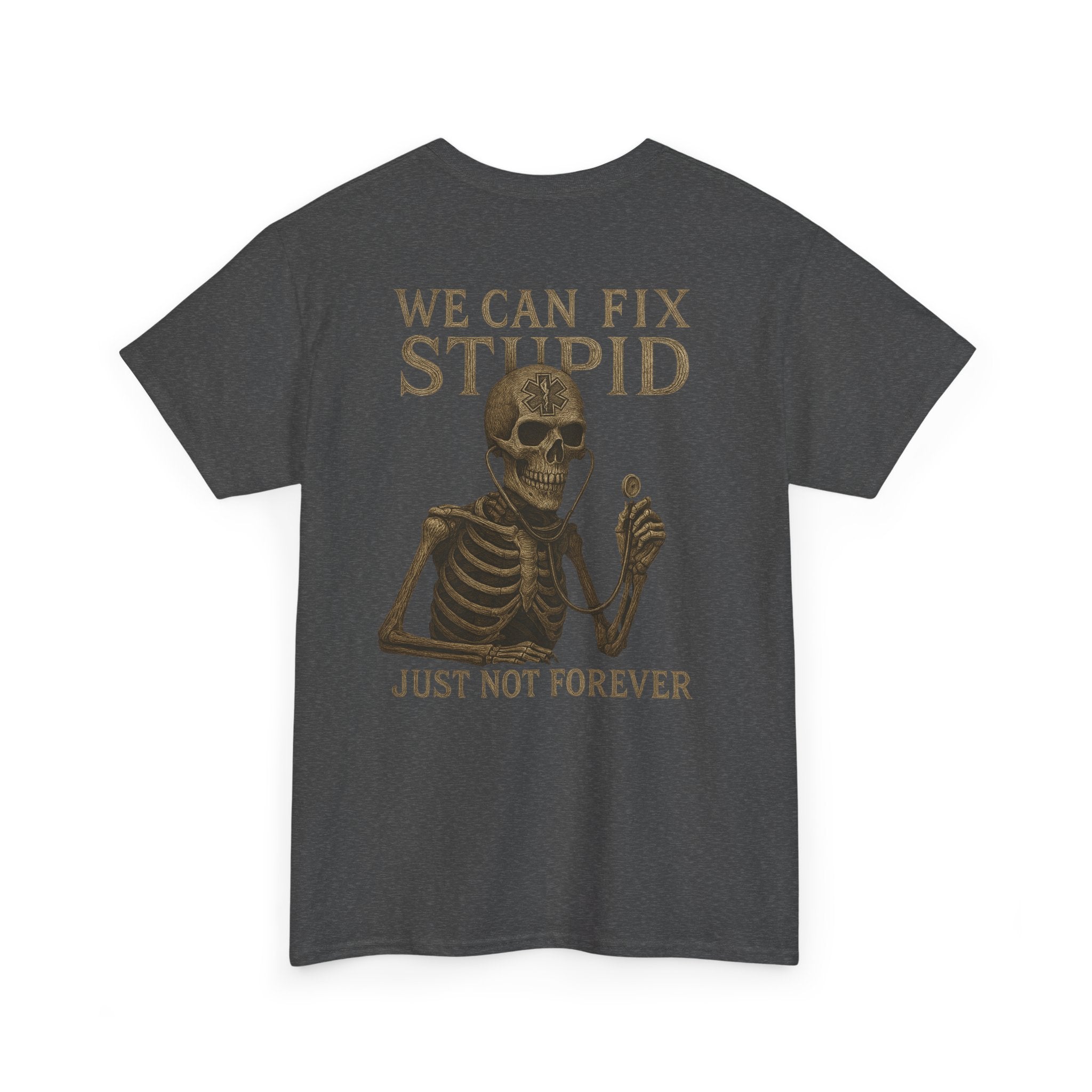 Humorous Skeleton EMS Dark humor T-Shirt, Quirky Graphic Tee, Funny Gift for Him/Her, Halloween Party Shirt, Unique Casual Wear