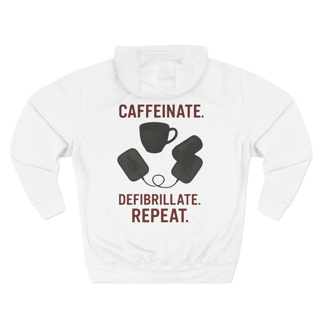 Three-Panel Fleece Hoodie - EMS-CAFFEINATE, DIB, REPEAT Design