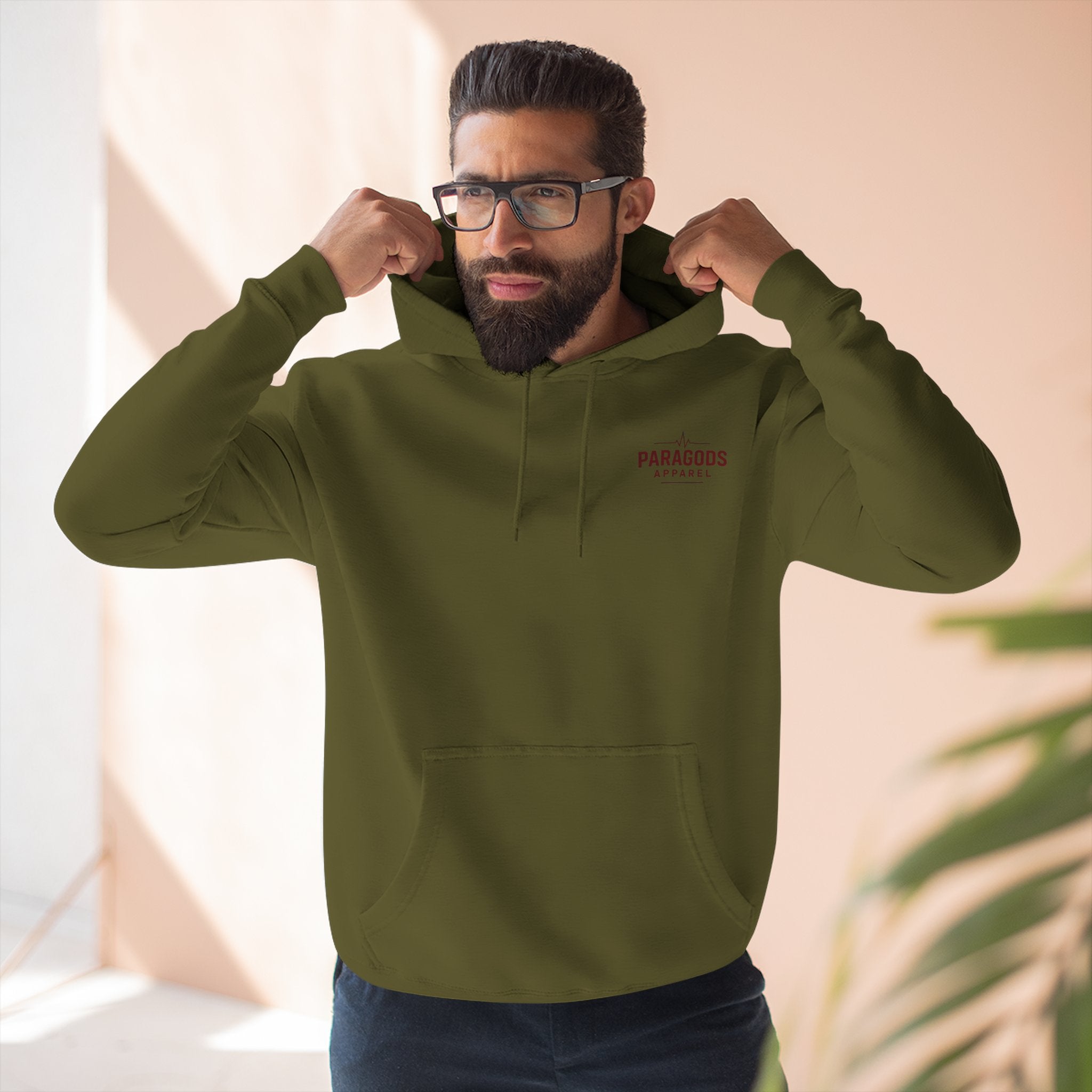 Three-Panel Fleece Hoodie - EMS-CAFFEINATE, DIB, REPEAT Design