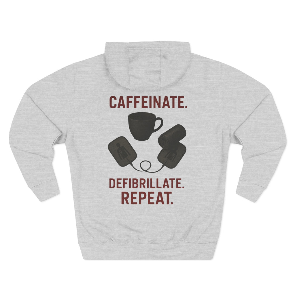 Three-Panel Fleece Hoodie - EMS-CAFFEINATE, DIB, REPEAT Design