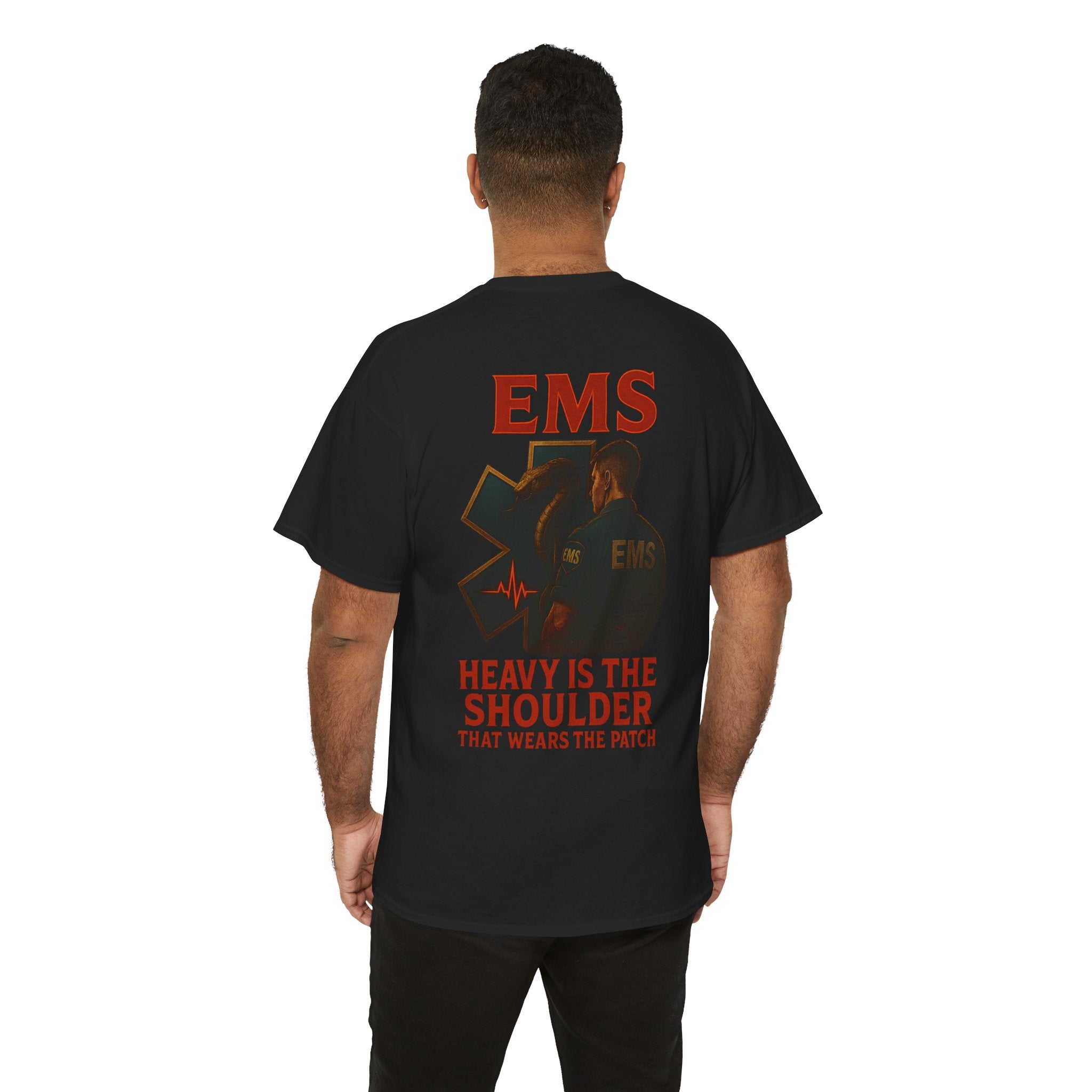 EMS Themed Unisex Tee - Heavy Is The Shoulder, Perfect for First Responders, Gifts for EMTs, Casual Wear, Health Workers