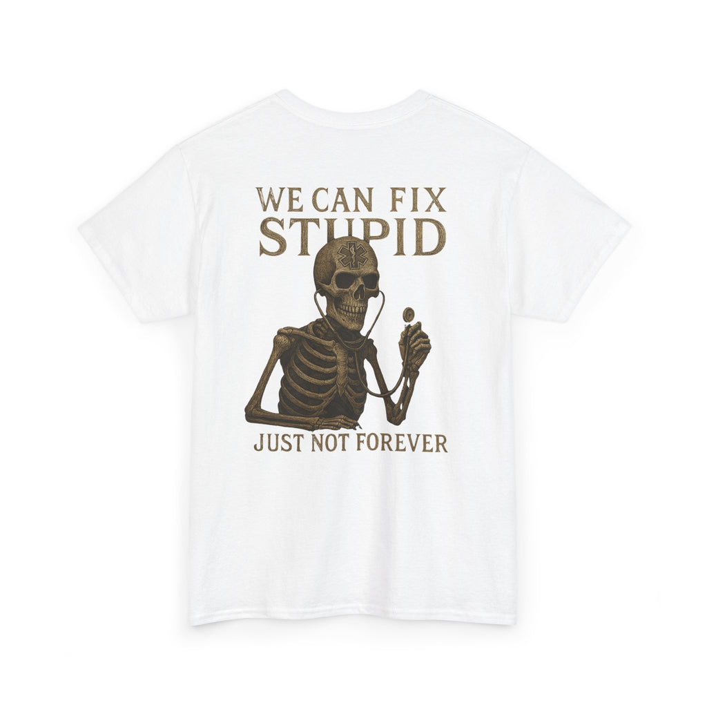 Humorous Skeleton EMS Dark humor T-Shirt, Quirky Graphic Tee, Funny Gift for Him/Her, Halloween Party Shirt, Unique Casual Wear