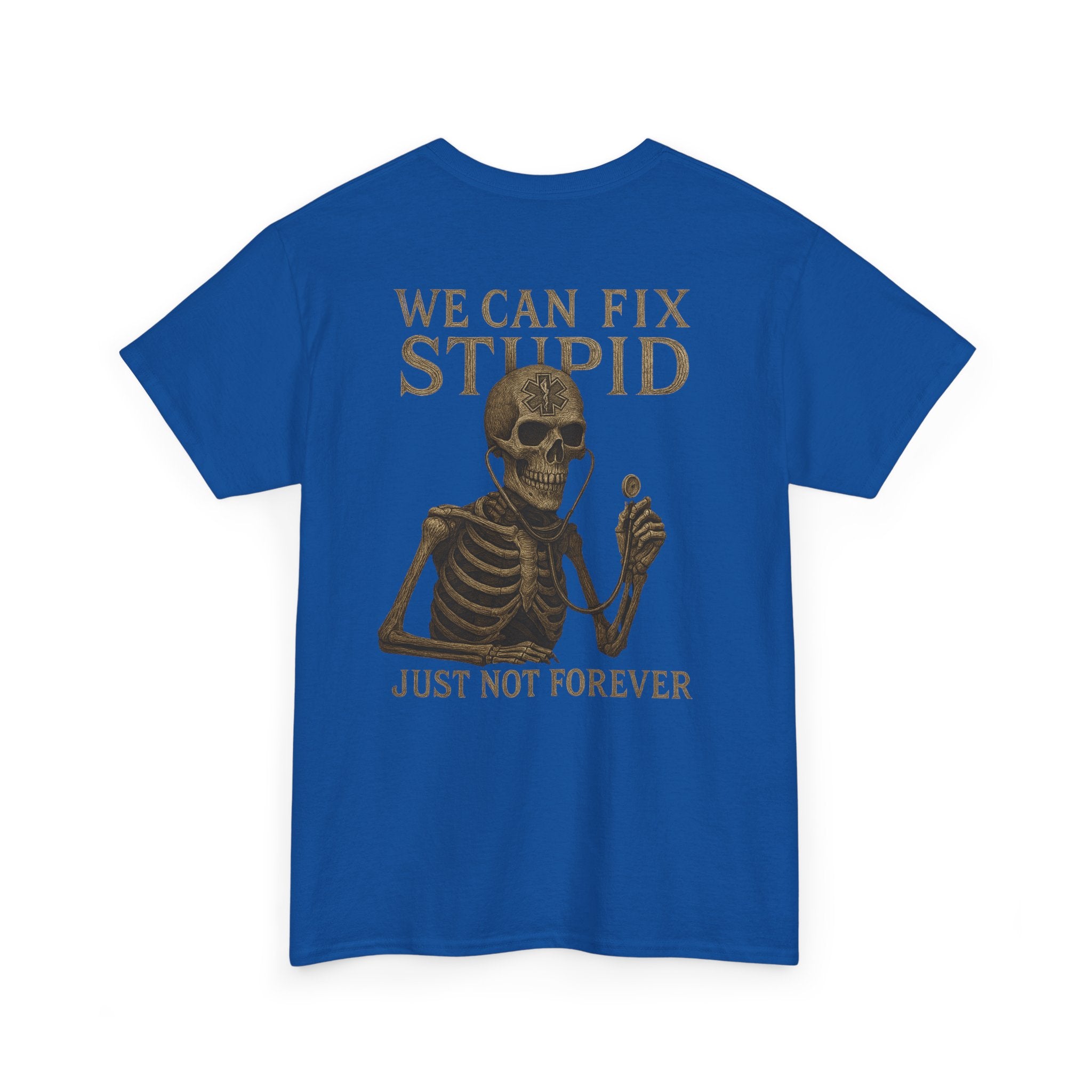 Humorous Skeleton EMS Dark humor T-Shirt, Quirky Graphic Tee, Funny Gift for Him/Her, Halloween Party Shirt, Unique Casual Wear